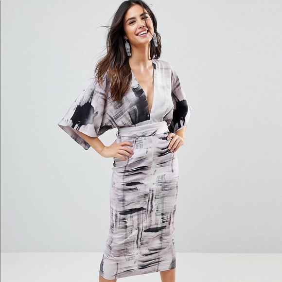 ASOS Kimono Dress in Abstract Print - Picture 2 of 4